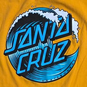 Santa Cruz Skateboards Mens Yellow Wave Logo Long Sleeve Graphic T-Shirt L